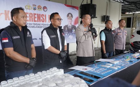 Polres Mojokerto Kota Amankan Barang Bukti Ungkap Narkoba Senilai 1,1 Miliar